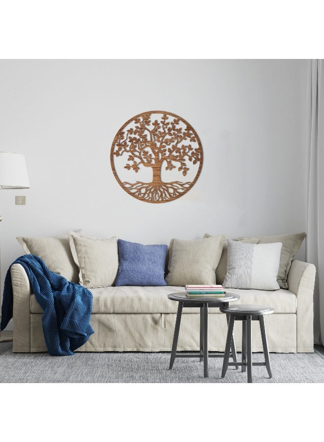 هوم جاليري جدارية خشب شكل شجرة الحياة ديكور حائط 80X80 سم - Image 1