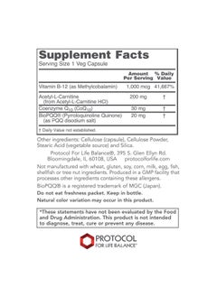 Protocol For Life Balance Protocol Pqq Complex Coq10 Acetyllcarnitine Vitamin B12 Energy 30 Veg Caps  - Image 2