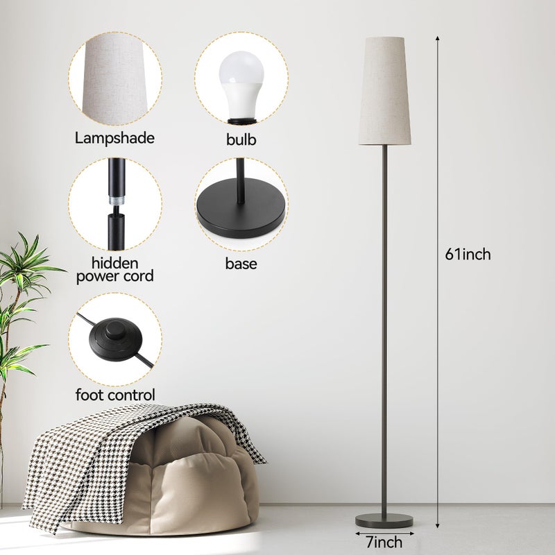 SUNMORY Floor Lamps for Living Room/Bedroom/Office, Standing Lamp with LED Bulb, 3 Color Temperature Tall Lamp, Suitable for Modern/Boho/Farmhouse and Other Home Decor Styles, Black - 2 Pack - Image 3