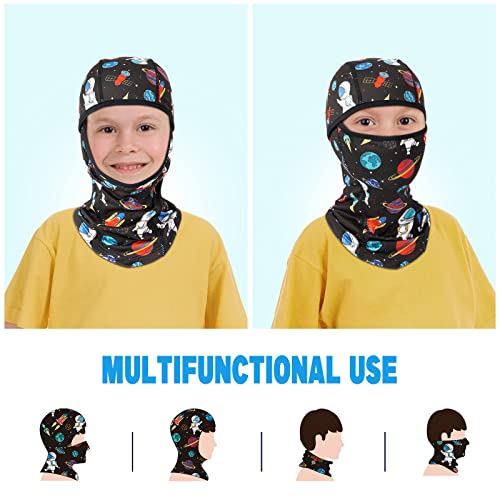 WAWSAM Space Kids Balaclava Windproof Ski Face Warmer Neck Warmer for Boys Girls 3-10 Years Cold Weather Snowboarding Cycling Skiing Full Face Mask with Hood Balaclava Outdoor Sports Face Hat - Image 5