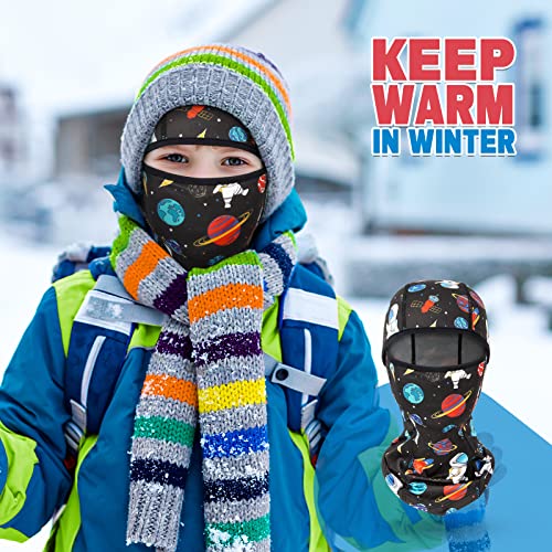 WAWSAM Space Kids Balaclava Windproof Ski Face Warmer Neck Warmer for Boys Girls 3-10 Years Cold Weather Snowboarding Cycling Skiing Full Face Mask with Hood Balaclava Outdoor Sports Face Hat - Image 4
