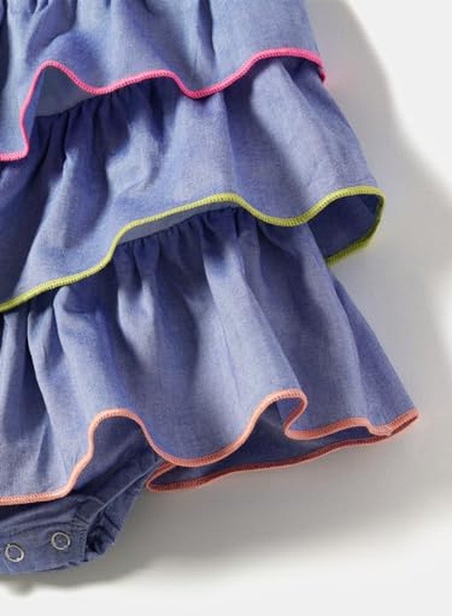 Nautinati Girls Fit and Flare Cotton Dress with Tassels | Age 0-3Years Blue - Image 5