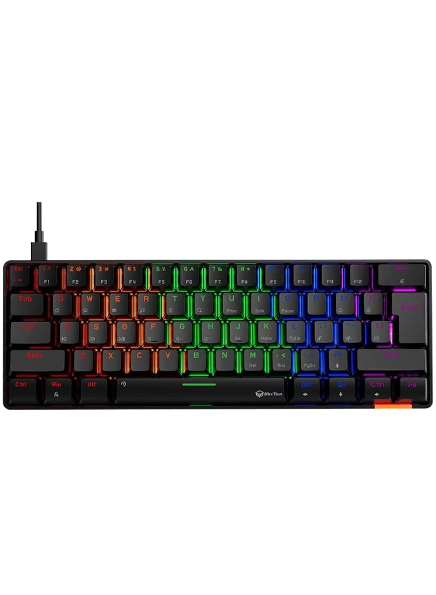 Meetion MK005 60% Gaming Keyboard 12 Multimedia Shortcuts Keys With True Mechanical Fixed Shaft LED Backlight Brightness Adjustable Wired Anti-Ghosting Mechanical Keyboard For Windows And Mac Black