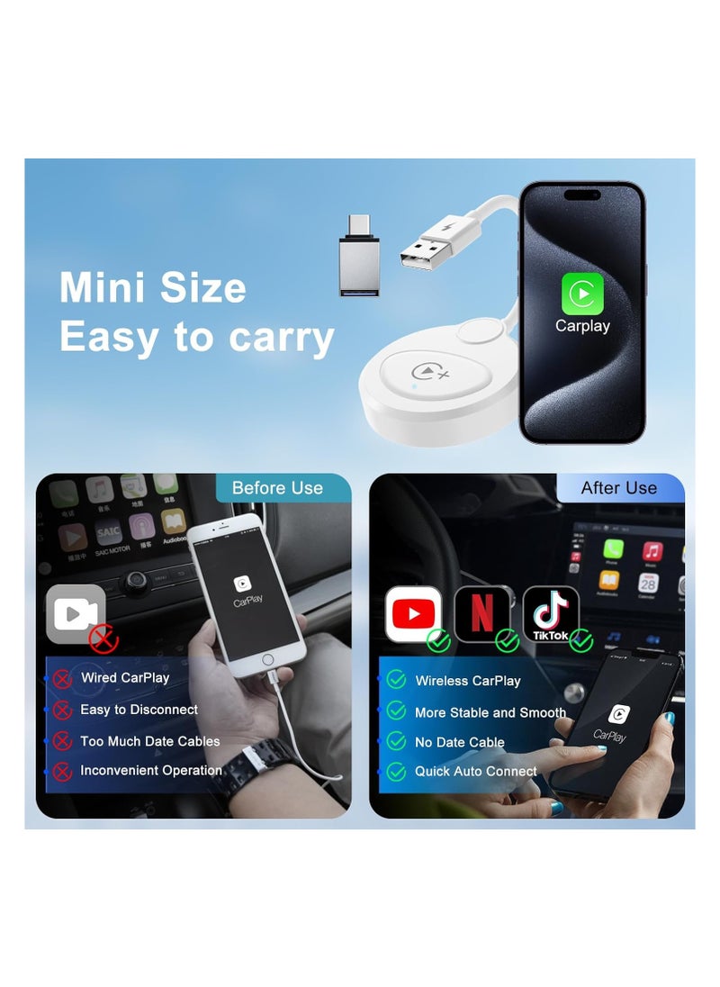SYOSI CarPlay Wireless/Android Auto Adapter, for Factory Wired, CarPlay 2024 Upgrade, Plug & Play Dongle Converts Wired to Wireless for Cars from 2015 & iOS 10+, Plug Play, NO Need Download App (White)  - Image 5