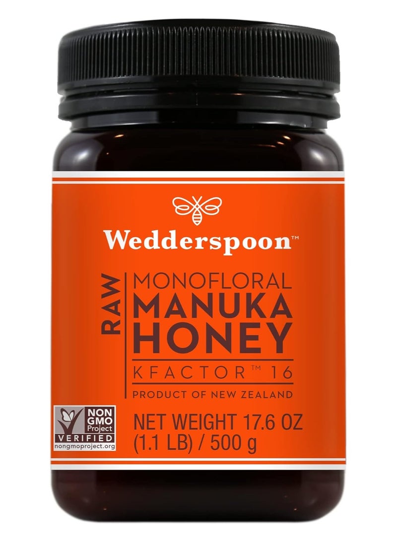 Wedderspoon Organic, Inc., عسل مانوكا الخام، كعامل 16، 17.6 أونصة (500 جم)
