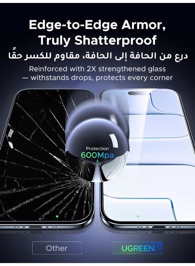 يو جرين واقي شاشة آيفون اير من قطعتين مع مجموعة محاذاة تلقائية، شفاف للغاية، مقاوم للخدش، حماية من الدرجة العسكرية، سهل التركيب، مضاد لبصمات الأصابع، غشاء زجاجي خالٍ من الفقاعات - Image 5