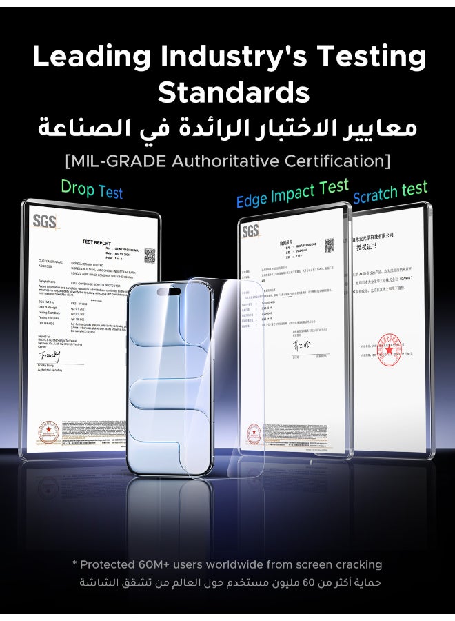 يو جرين واقي شاشة آيفون اير من قطعتين مع مجموعة محاذاة تلقائية، شفاف للغاية، مقاوم للخدش، حماية من الدرجة العسكرية، سهل التركيب، مضاد لبصمات الأصابع، غشاء زجاجي خالٍ من الفقاعات - Image 2