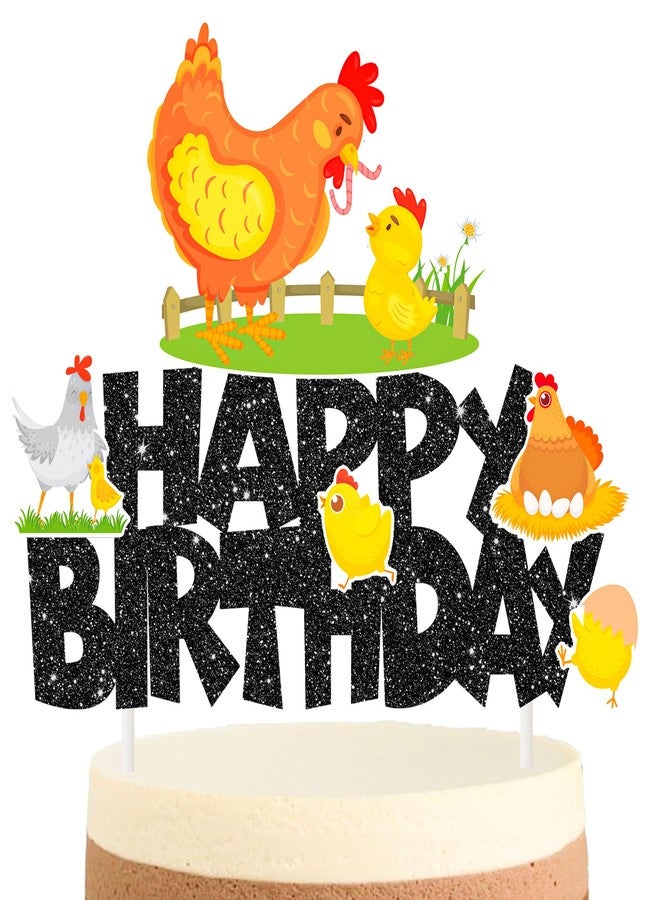 umoni Chicken Cake Topper Chicken Birthday Party Decorations Black Farm Chicken Cake Picks Chick Themed Cake Decoration for Hen Theme Baby Shower Supplies - Image 1