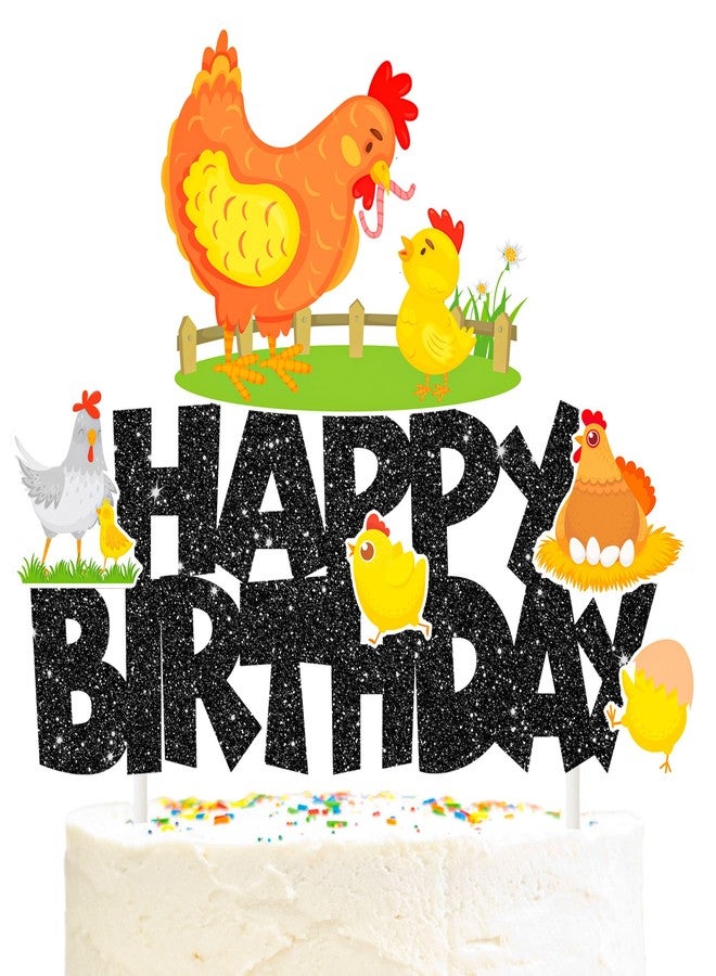 umoni Chicken Cake Topper Chicken Birthday Party Decorations Black Farm Chicken Cake Picks Chick Themed Cake Decoration for Hen Theme Baby Shower Supplies - Image 2