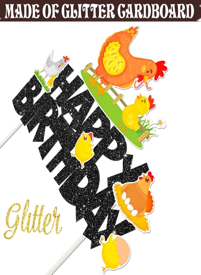 umoni Chicken Cake Topper Chicken Birthday Party Decorations Black Farm Chicken Cake Picks Chick Themed Cake Decoration for Hen Theme Baby Shower Supplies - Image 3
