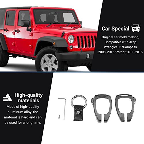 JeCar Key Fob Cover Case Aluminum Alloy Key Shell Protection Accessories Compatible with Jeep Wrangler JK JKU 2007-2018/Compass 2008-2016/Patriot 2011-2016, Gunmetal Grey - Image 5