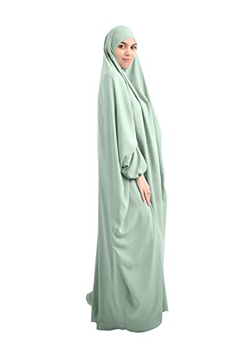 XINNI Women Muslim One-piece Loose Full Cover Long Dress One-size Overall Hijab Thobe Hooded Dress - Image 2
