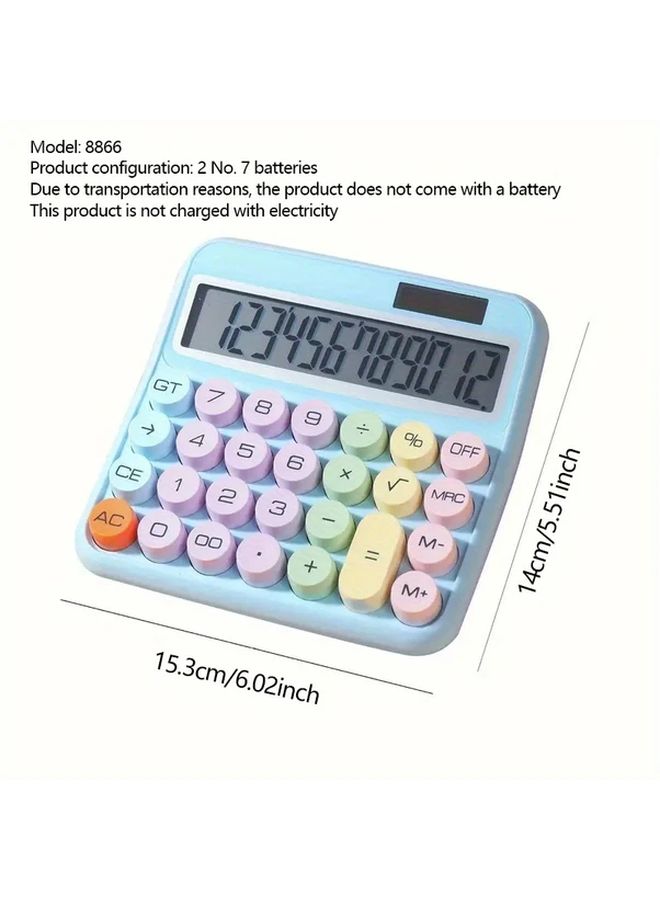 Pastel Color Coded Calculator Large LCD Easy One Touch Memory Portable Ergonomic Grip Durable for School Office Home White - Image 2