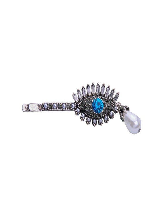 Aaishwarya Vintage Inspired Blue Eyed Crystal & Pearl Hair Pin/Clip For Women & Girls - Image 1
