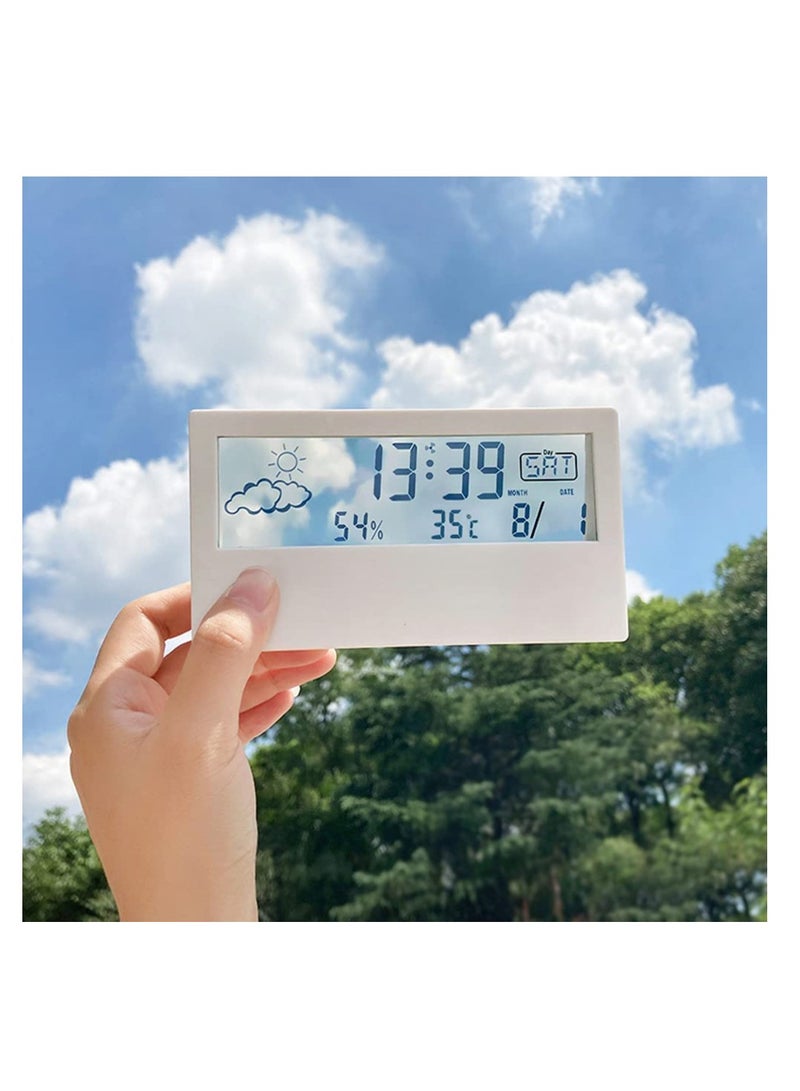 ساعة منبه رقمية بشاشة 4.7 بوصة مع عرض الوقت والتاريخ ودرجة الحرارة، وظيفة تأجيل سهلة، بطاريات احتياطية، مؤقت نوم، ساعة منبه LED للغرفة، باللون الأبيض. - Image 3