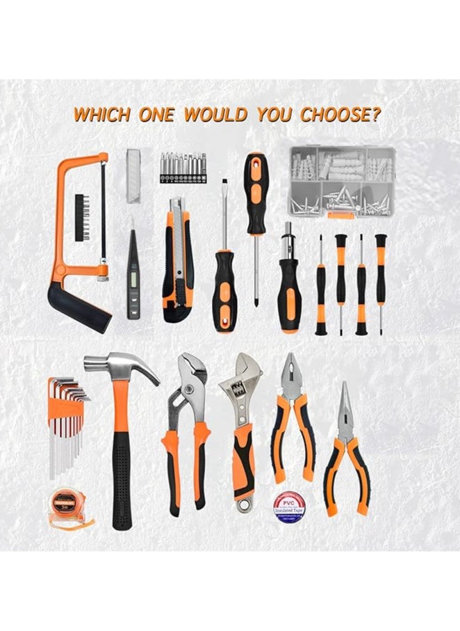 Generic - Home Tool Kit 105-Pcs - Household Basic Complete Hand Repair portable Tool Set with Case,Ratcheting Screwdriver,Hex Key,Pliers,Wrench,Voltage Tester,Water Pump Plier - Image 1
