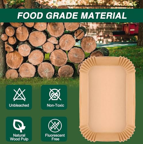 MUOOMU Air Fryer Disposable Paper Liners for Ninja Dual Airfryer Accessories, Non-Stick Parchment Rectangular for Baking, Oil Proof, Water Proof, for Microwave Oven (125PCS, 8.6in x 5.5in） - Image 5