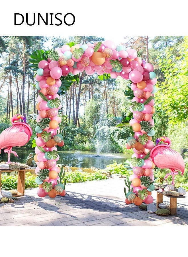 DUNISO Tropical Flamingo Balloon Arch Garland Kit 40" Flamingo Balloons Hot Pink Confetti Balloons Tropical Palm Leaves with 4 Tools for Hawaiian Luau Birthday Wedding Baby Shower Party Decorations Supplies - Image 1