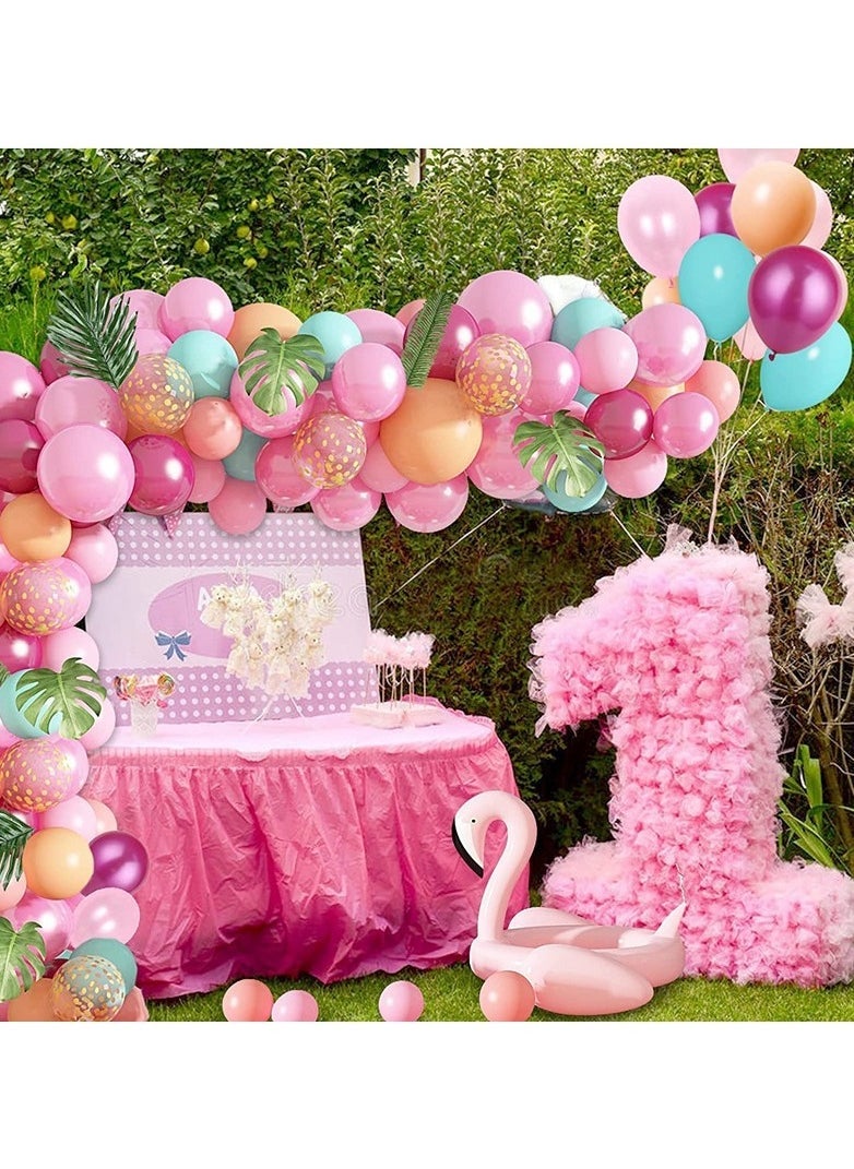 DUNISO Tropical Flamingo Balloon Arch Garland Kit 40" Flamingo Balloons Hot Pink Confetti Balloons Tropical Palm Leaves with 4 Tools for Hawaiian Luau Birthday Wedding Baby Shower Party Decorations Supplies - Image 3