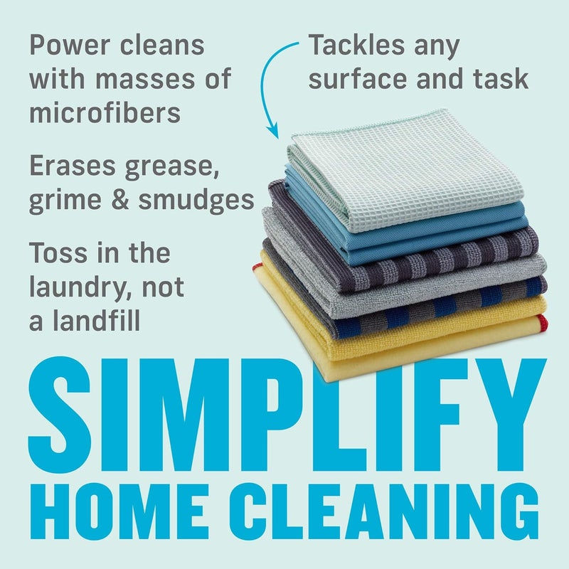 E-Cloth Home Cleaning Set, Reusable Microfibre Cleaning Cloths, 300 Wash Guarantee, Assorted Colors, 8 Piece Set - Image 4