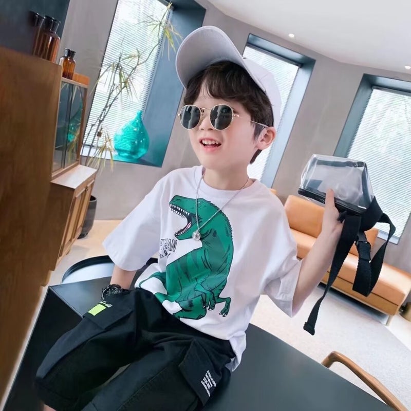Casual All-Match T-Shirt Top Dinosaur Short-Sleeved Children'S Wear Neutral Style T-Shirt Big Children'S 2024 - Image 3