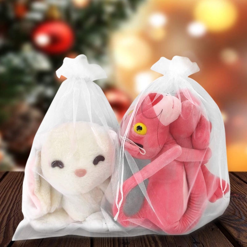 SumDirect 100Pcs12x16 Inches Extra Large White Organza Gift Bags with Drawstring - Image 4