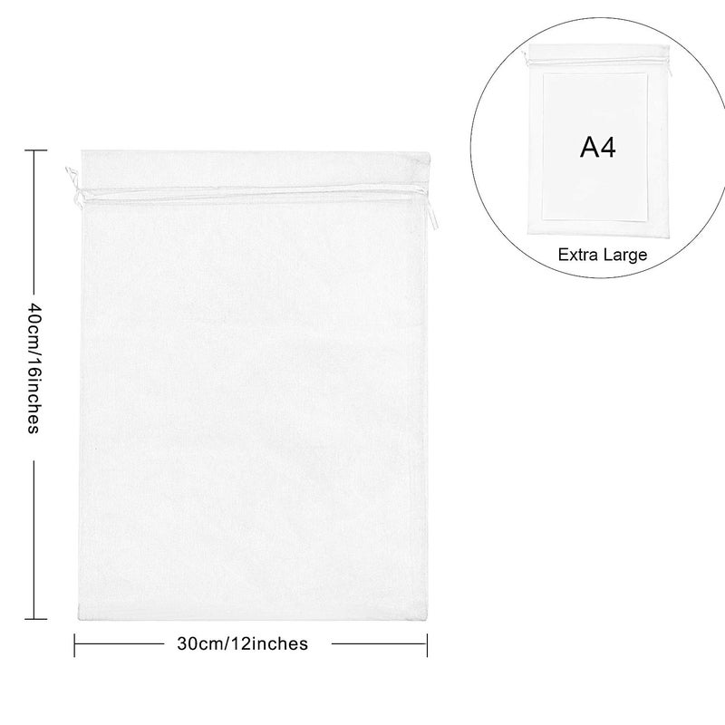 SumDirect 100Pcs12x16 Inches Extra Large White Organza Gift Bags with Drawstring - Image 2