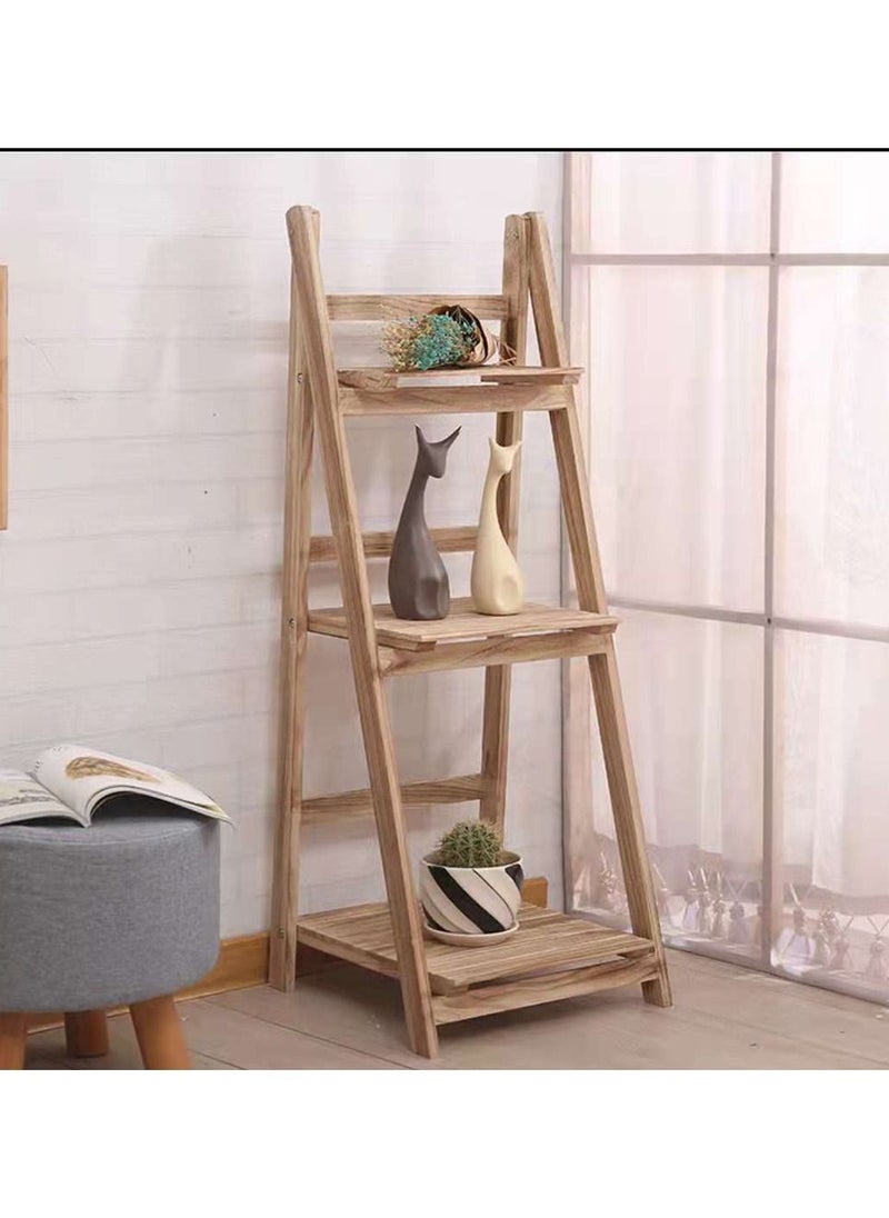 Generic FFD Wooden Flower Stand Foldable Four Layers Great For Displaying Potted Plants Books Shelves Flowers Rack Home Indoor Outdoor Decoration  - Image 1