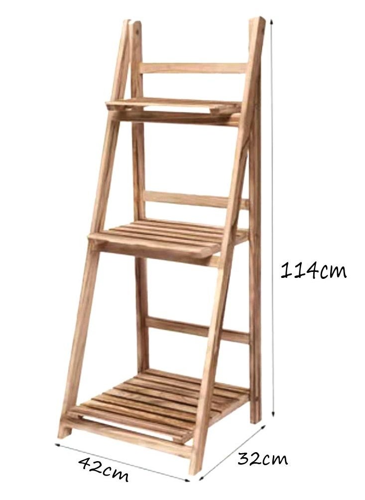 Generic FFD Wooden Flower Stand Foldable Four Layers Great For Displaying Potted Plants Books Shelves Flowers Rack Home Indoor Outdoor Decoration  - Image 4