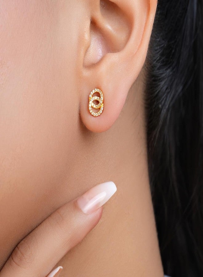 زافيا أقراط زافيا من الفضة عيار 925 مطلية بالذهب بتصميم متشابك | هدية مثالية لها، هدايا للنساء والفتيات | مع شهادة أصالة وختم 925 - Image 4