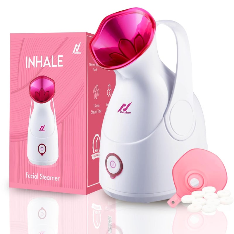 NexLev 2 in 1 Face Steamer Steamer for Cough Cold100 mlPerfect for Facial Aromatherapy Nano Ion Steam Boost AbsorptionInhaler VaporizerAroma Diffuser30s heatingAvoid Burn SpillFS01 - Image 1