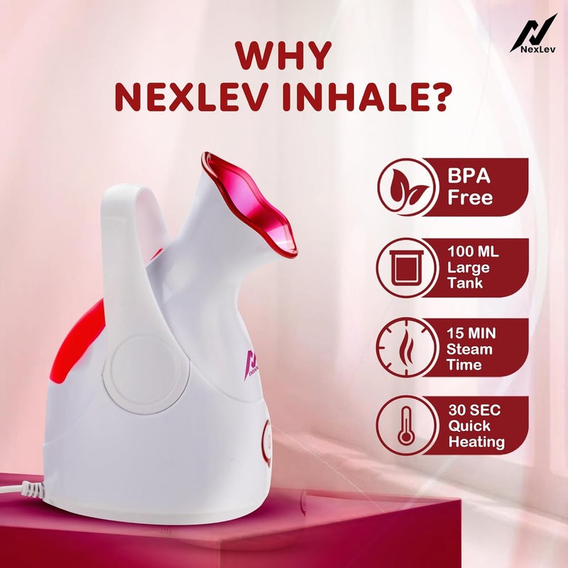 NexLev 2 in 1 Face Steamer Steamer for Cough Cold100 mlPerfect for Facial Aromatherapy Nano Ion Steam Boost AbsorptionInhaler VaporizerAroma Diffuser30s heatingAvoid Burn SpillFS01 - Image 3