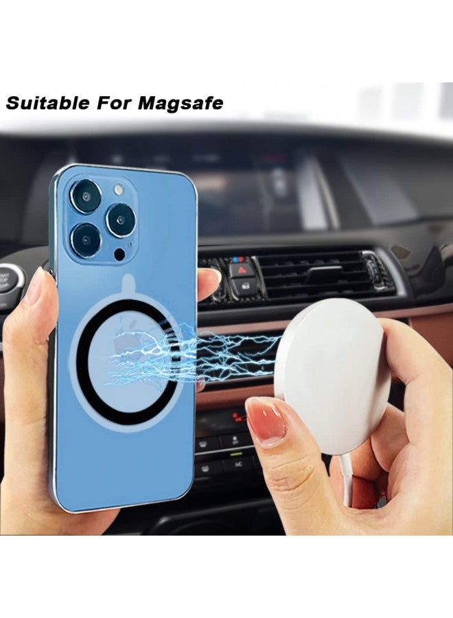 IOUALEY 12 Pcs Universal Metal Ring Sticker Compatible with MagSafe Magnetic Wireless Charging iPhone 15 14 13 12 Pro Max Samsung Galaxy, 2 Styles Ultra Thin Notched and Round Ring Car Charger Kit(NO Magnet) - Image 3