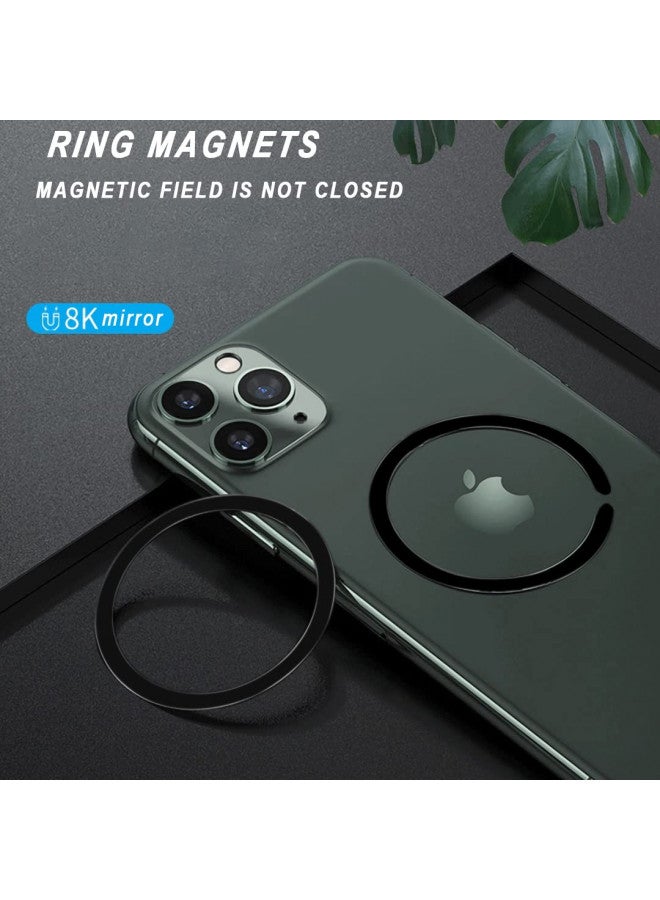 IOUALEY 12 Pcs Universal Metal Ring Sticker Compatible with MagSafe Magnetic Wireless Charging iPhone 15 14 13 12 Pro Max Samsung Galaxy, 2 Styles Ultra Thin Notched and Round Ring Car Charger Kit(NO Magnet) - Image 4