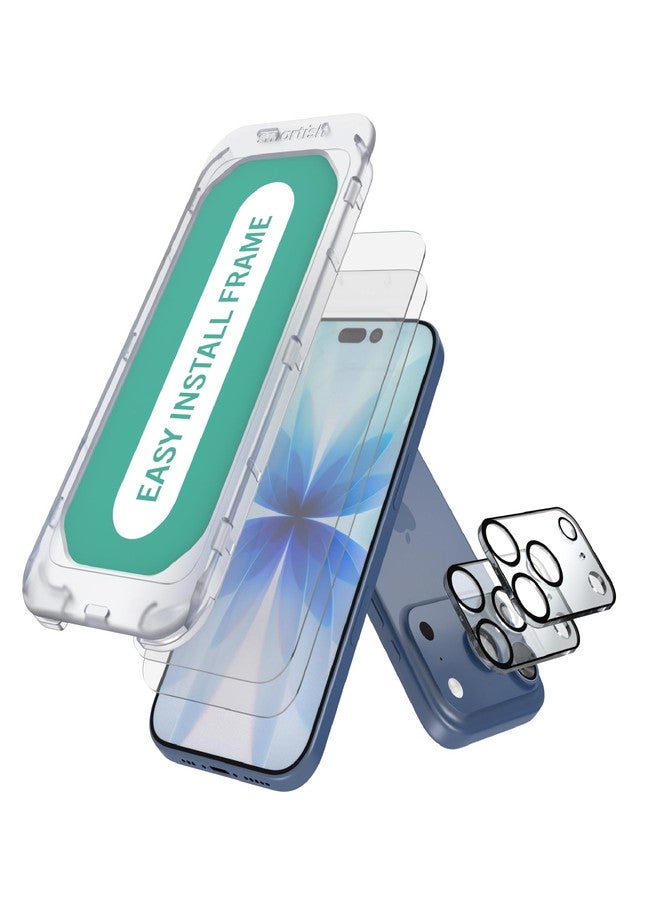 Smartish® iPhone 17 Pro Screen Protector + Camera Lens Covers - Tuff Sheet - 2-Pack Tempered Glass 9H Easy Install Frame Case-Friendly - Dynamic Island for Apple iPhone 17 Pro - Clear 2-Pack - Image 1