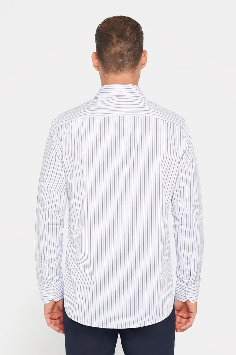 تودورس Classic Fit Long Sleeve Cotton Easy Iron Striped Men's Shirt