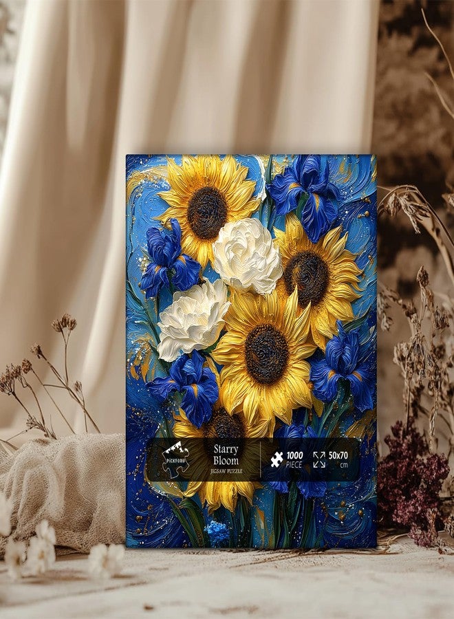 PICKFORU Sunflower Iris 1000 Piece Puzzle for Adults, Flower Plant Jigsaw Puzzles 1000 Pieces, Impossible Unique Art Puzzle as Home Decor - Image 3