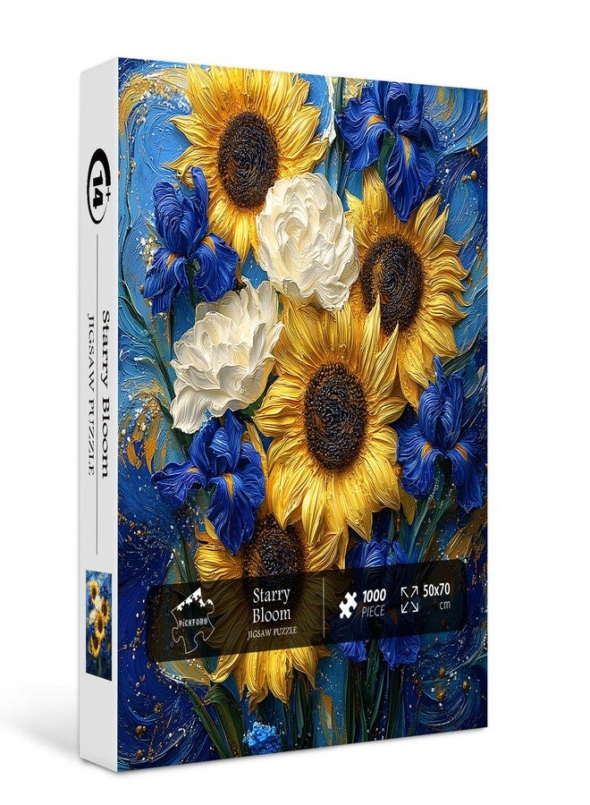 PICKFORU Sunflower Iris 1000 Piece Puzzle for Adults, Flower Plant Jigsaw Puzzles 1000 Pieces, Impossible Unique Art Puzzle as Home Decor - Image 1