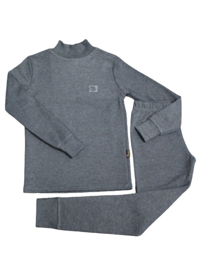 Bashayer A dark gray winter pajamas with a middle collar for boys  - Image 1