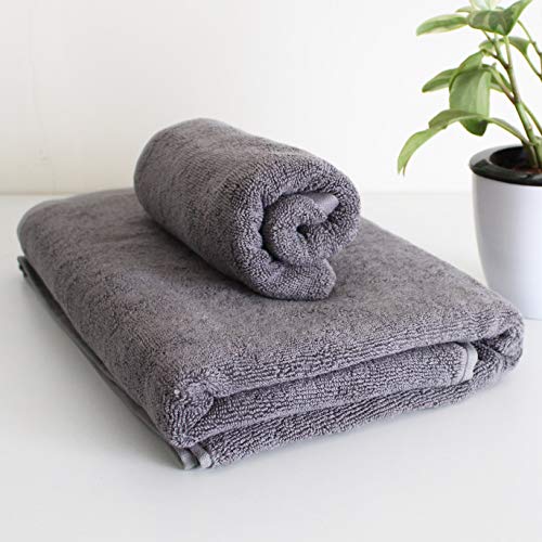HEELIUM Bamboo Towel Set (1 Bath & 1 Hand Towel Combo) | Towel for Men & Women | Soft, High Absorbency & Antibacterial, 600 GSM, Grey - Image 1