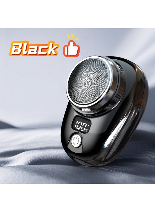 ماكينة حلاقة كهربائية صغيرة محمولة للرجال جديدة تمامًا مزودة بشاشة رقمية وماكينة حلاقة كهربائية للسيارة صغيرة (أسود) - Image 1