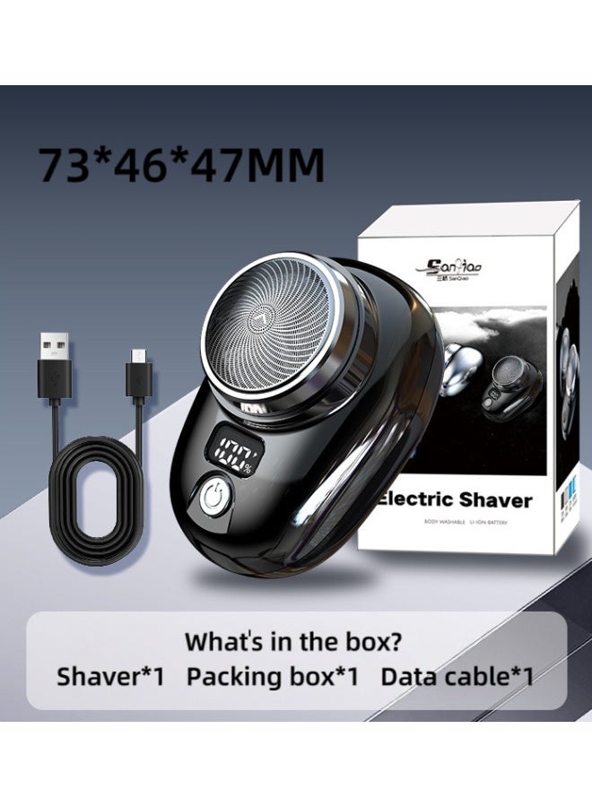 ماكينة حلاقة كهربائية صغيرة محمولة للرجال جديدة تمامًا مزودة بشاشة رقمية وماكينة حلاقة كهربائية للسيارة صغيرة (أسود) - Image 5