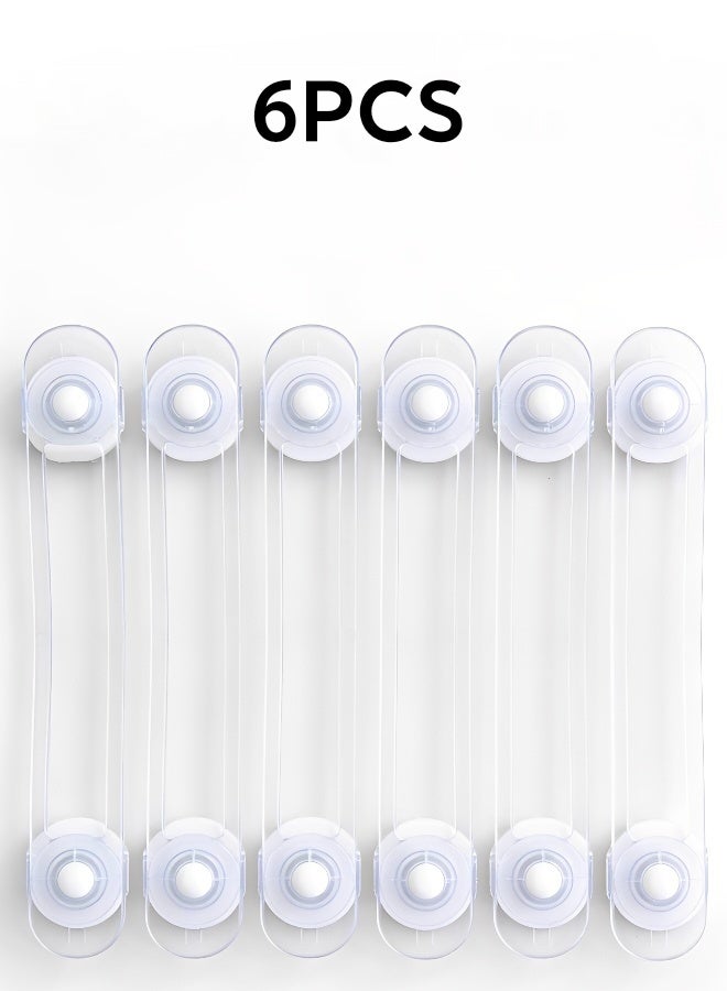 6 Pieces Child Safety Strap Locks Baby Proof Cabinets Drawers Fridge Toilet and Trash Cans with Strong Adhesive Childproof Locks - Image 1