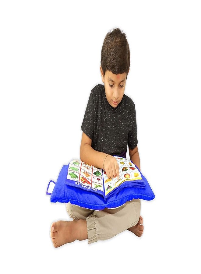 Home Stuffs Kid's Learning Pillow Cum Book with English and Hindi Alphabets, Numbers, Animals Names Learning for Kids Cushion Book (Blue) - Image 4