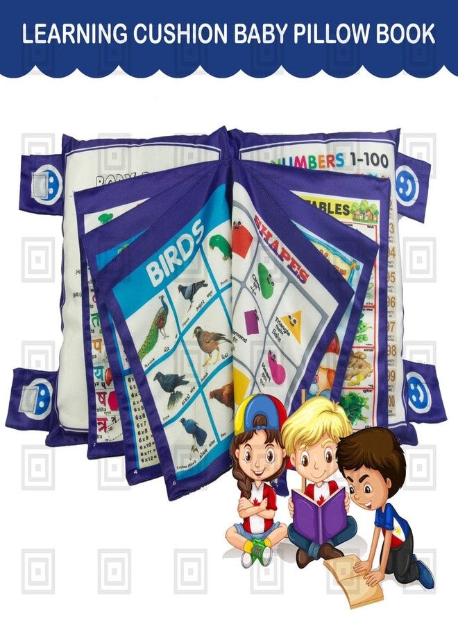 Home Stuffs Kid's Learning Pillow Cum Book with English and Hindi Alphabets, Numbers, Animals Names Learning for Kids Cushion Book (Blue) - Image 5