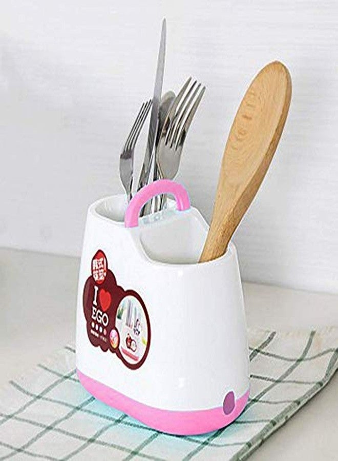 Shivu Fashion Plastic Kitchen Cutlery Holder Stand Storage Basket (Pink and White) Shivu-101 - Image 2
