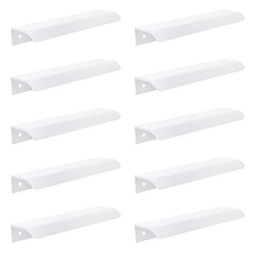 Tsnamay 10Pcs 5.9" White Arc Surface Pull,White Edge Pulls Furniture Drawer Handles Hidden Cabinet Handle,Hole Dia.5.04"/128mm - Image 1