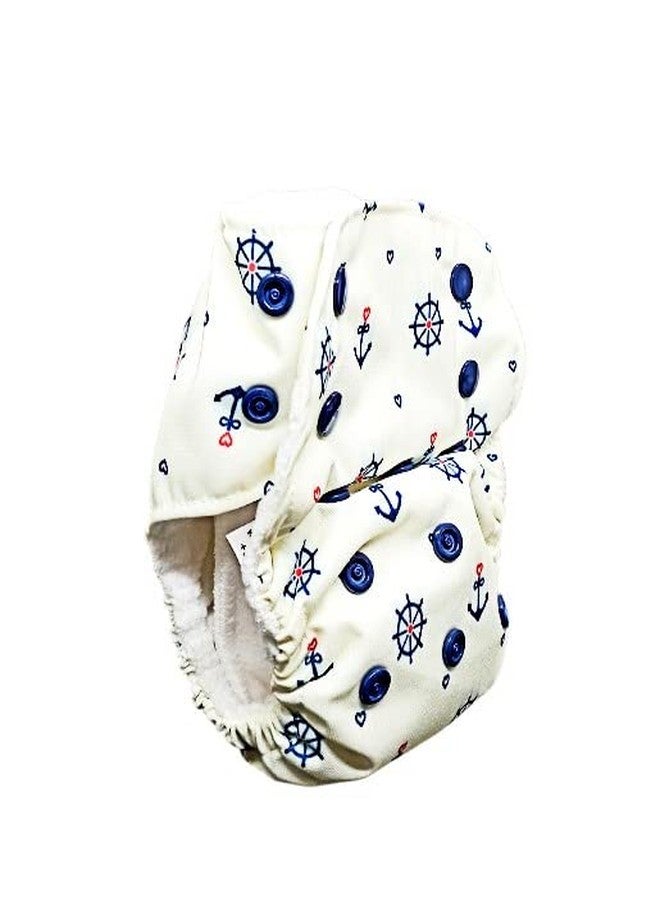 Kindermum Nano AIO Pro Reusable Cloth Diaper - Anchor Print | GOTS Certified Organic Cotton | Freesize Adjustable & Washable Diaper for 0-3 Years | 3 Organic Cotton Inserts Included - Image 4
