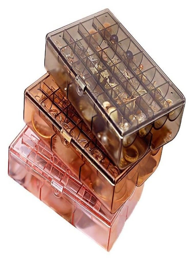 Gra8 Portable 2 Layer Acrylic Jewelry Storage Box Organizer Holder case with Lid for Earrings Necklaces Bracelets Rings with 24-Grid Small and 6-Grid Big