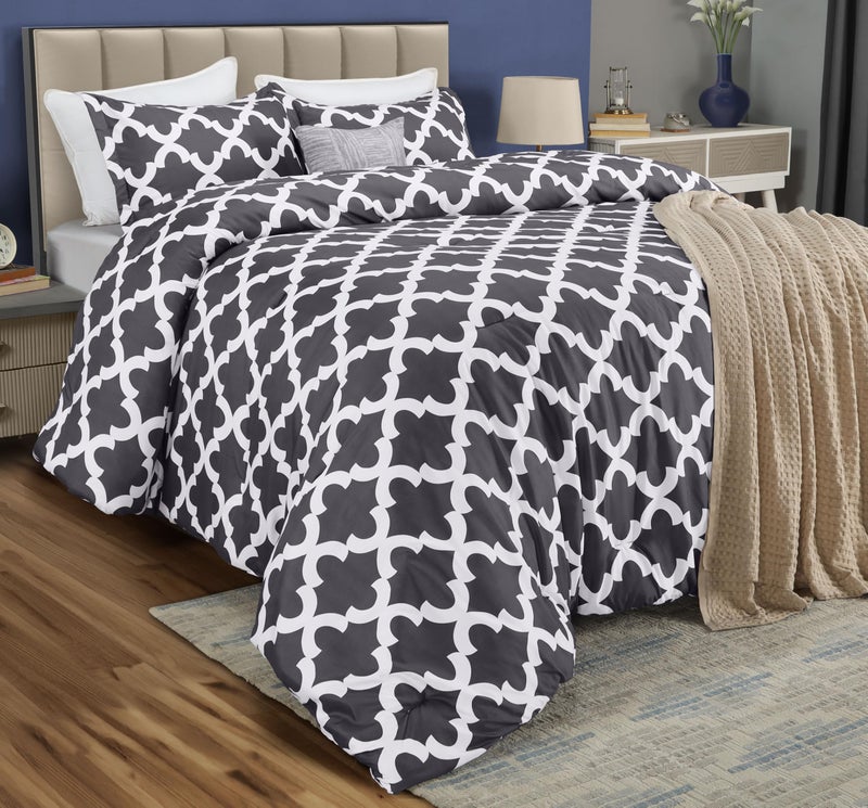 Utopia Bedding King Comforter Set Grey Printed Comforters King Size 3 Piece Lightweight All Season Down Alternative Bedding Set with 1 Comforter 90 x 102 in and 2 Pillow Shams 20 x 36 in